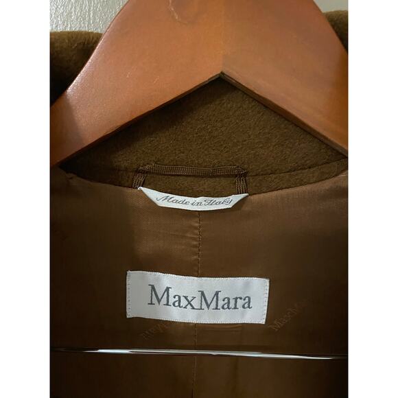 Max Mara Virgin Wool Cashmere Coat US 8 Brown Collared Barn Chore Coat Luxury - Picture 9 of 16